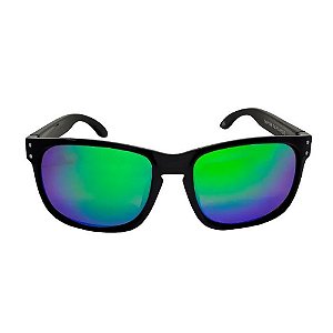 Óculos Polarizado Yara - Dark Vision F1596 - Classic - Lente Interna Marrom com Verde Espelhado - Armacao Preta - Floati