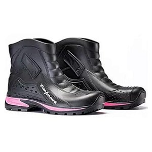 Bota Pantaneiro PVC Impermeavel Cano Curto - Preto Rosa