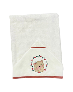 Toalha de Banho Capuz Ursa Rosa