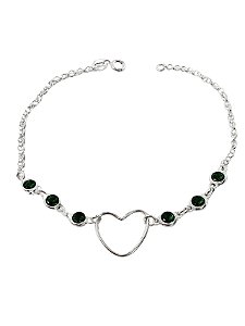 Pulseira Coração Vazado Verde