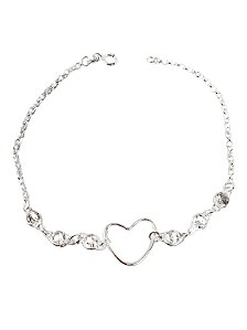 Pulseira Coração Vazado Cristal