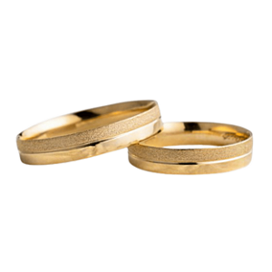 Aliança de Ouro Metade Polida e Metade Fosca 4mm