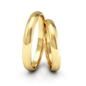Par de Alianças de Ouro 18k Abaulada 3mm