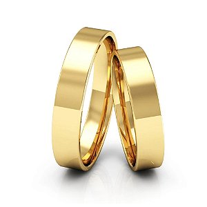 Par de Alianças de Ouro 18K Quadrada 4mm
