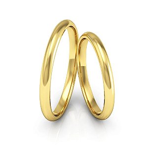Par de Alianças de Ouro 10K Abaulada 2mm