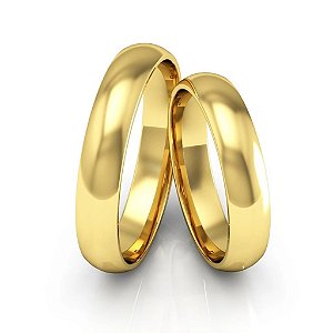 Par de Alianças de Ouro 10K Abaulada 4mm