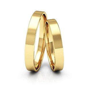 Par de Alianças de Ouro 18k Quadrada 3mm
