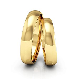 Par de Alianças de Ouro 18K Abaulada 4mm