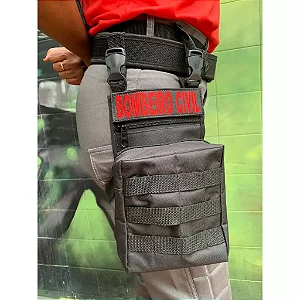 Kit Bornal Pochete Preto Modular Bombeiro Civil com 3 Itens