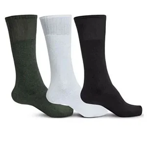 Kit - 3 Pares de Meia Cano Longo Para Coturno Confort Preto, Verde e branco