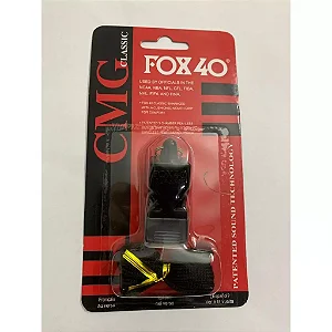Apito Profissional Fox 40 com Cordão cor Preta para Treinamento Esportivo