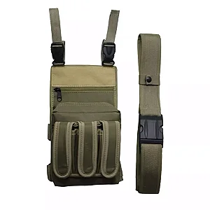 Pochete de Perna + Cinto Tático de Guarnição N.A Militar Preta,Verde e Tan