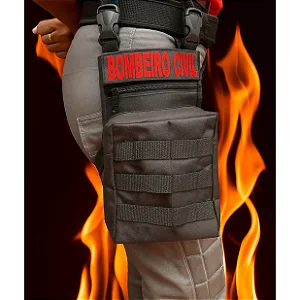 Pochete de Perna Brigadista Preto + Cinto de Guarnição NA + Bordado