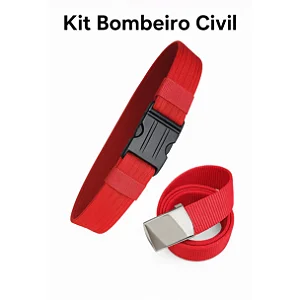 Kit Cinto N.A Vermelho + Cinto de Calça Bombeiro Civil