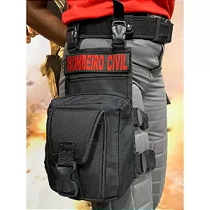 Bornal Pochete de Perna C/Bolso Frontal + Bordado Bombeiro Civil