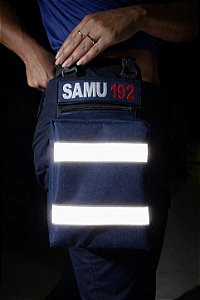 Bornal Pochete Azul Fita Refletiva+ Cinto Na+ Tarja Samu