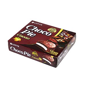 Caixa 12un Choco Pie Bolinho De Chocolate Premium Cacau Lotte 336g