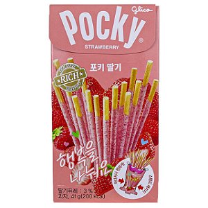 Pocky Biscoito Coreano com Cobertura de Morango- Glico 41g