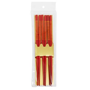 Kit 3 Pares de Hashi Vermelho Listrado