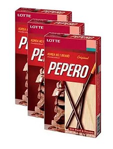 Kit 3 Peperos Coreano- Chocolate Original 47g