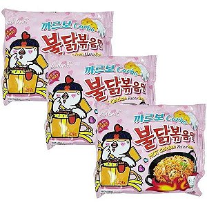 Kit 3 Lamens Coreano Hot Chicken Carbonara Buldak- 130g