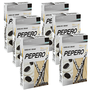 Kit 6 Peperos Coreano White Chocolate & Cookie -Lotte 32g