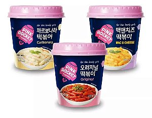 Kit Toppoki Coreano Pink Rocket (3 Sabores) – Original, Carbonara e Mac and Cheese