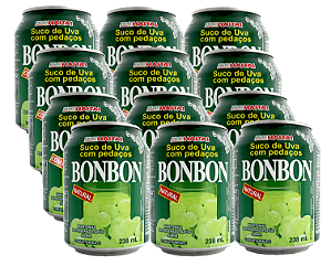 Kit 12 Latas de Suco de Uva Verde Coreano Bon Bon 235ml
