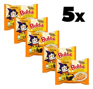 Kit 5 Lámen Coreano Buldak Hot Chicken Quatro Queijos – Samyang 145g