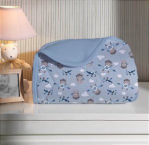 Edredom Berço Malha 100% Algodão Dupla Face - Avião