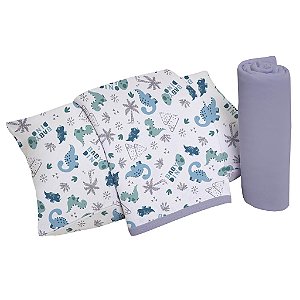 Jogo de Cama Berço 3pçs Malha 100% Algodão - Rex