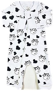 Macacão Branco Estampado Vaquinha