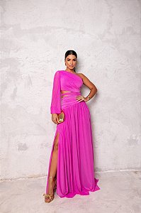 Vestido longo manga unica