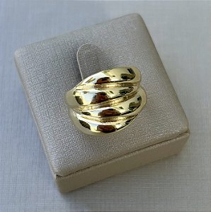 Anel ajustável trabalhado com banho de ouro 18k