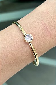 Bracelete com zircônia central e banho de ouro 18k