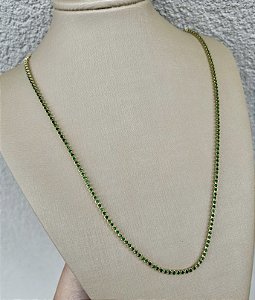 Colar Riviera com zircônias verdes e banho de ouro 18k