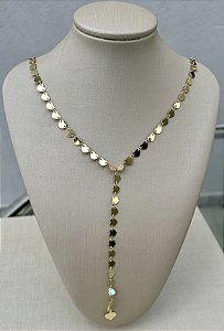 Colar medalhas coração com banho de ouro 18k