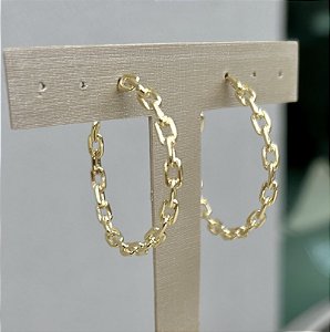 Brinco argola corrente em banho de ouro 18k