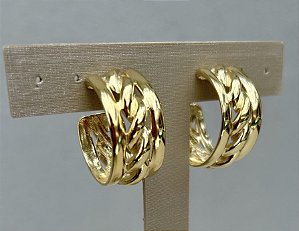 Brinco argola robusta trançada com banho de ouro 18k