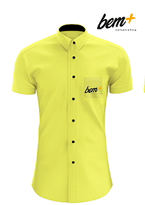 CAMISA MASCULINA AMARELA MANGA CURTA  LOJA BEM +