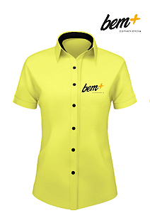 CAMISA FEMININA MANGA CURTA AMARELA ( BEM + )