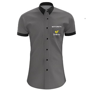 CAMISA MASCULINA MOTORISTA MANGA CURTA - CINZA
