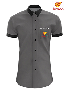CAMISA MASCULINA MOTORISTA MANGA CURTA - CINZA