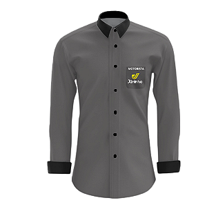 CAMISA MASCULINA MOTORISTA MANGA LONGA - CINZA