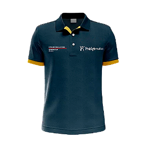 Camisa Polo Masculina Azul e Amarelo