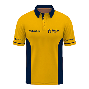 Camisa Polo 2026 Amarelo e Azul Marinho Unissex