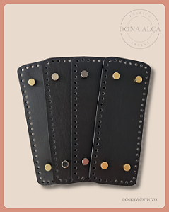Fundo para Bolsa de Crochê Retangular P com Bailarina - Preto (8x20) Furos 3mm