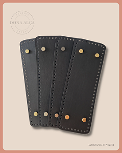 Fundo para Bolsa de Crochê Retangular M com Bailarina - Preto (9x25) Furos 3mm