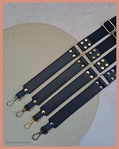 Alça Tiracolo Mista com Regulador para Bolsa - Preta (3cm)