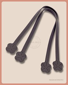 Alça Flor para Bolsa de Crochê - Preta